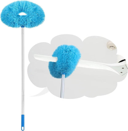 Extendable and Assembled Ceiling Duster Round Brush Dust Sweeper Cleaning Tool - Blue
