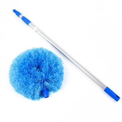 Extendable and Assembled Ceiling Duster Round Brush Dust Sweeper Cleaning Tool - Blue