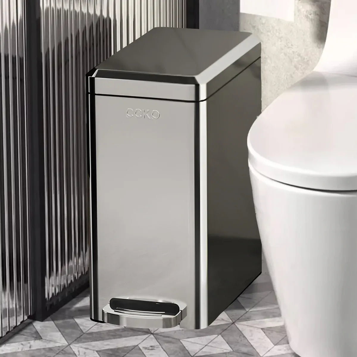 Kitchen Trash Can 9L Household Pedal Bin with Lid Large Capacity Waste Bucket - Stainless Steel