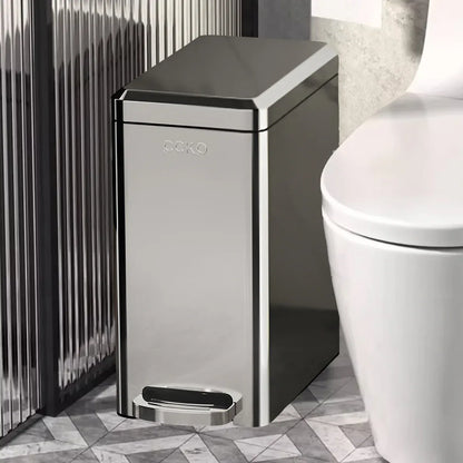 Kitchen Trash Can 9L Household Pedal Bin with Lid Large Capacity Waste Bucket - Stainless Steel