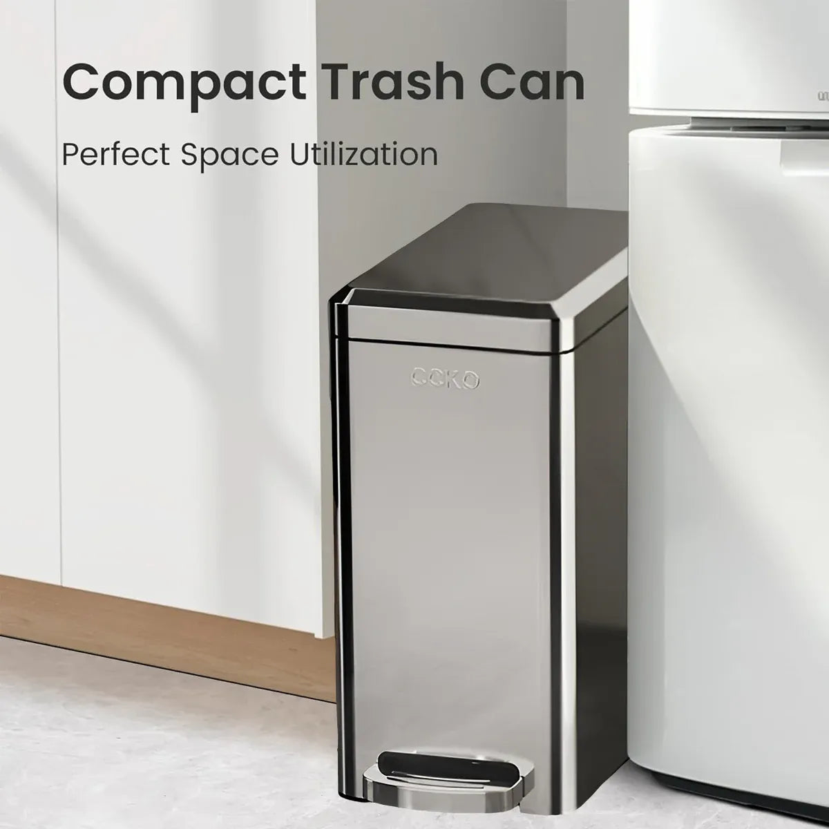 Kitchen Trash Can 9L Household Pedal Bin with Lid Large Capacity Waste Bucket - Stainless Steel