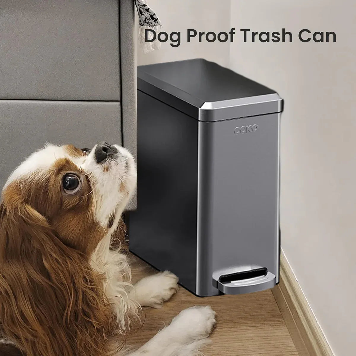 Kitchen Trash Can 9L Household Pedal Bin with Lid Large Capacity Waste Bucket - Stainless Steel