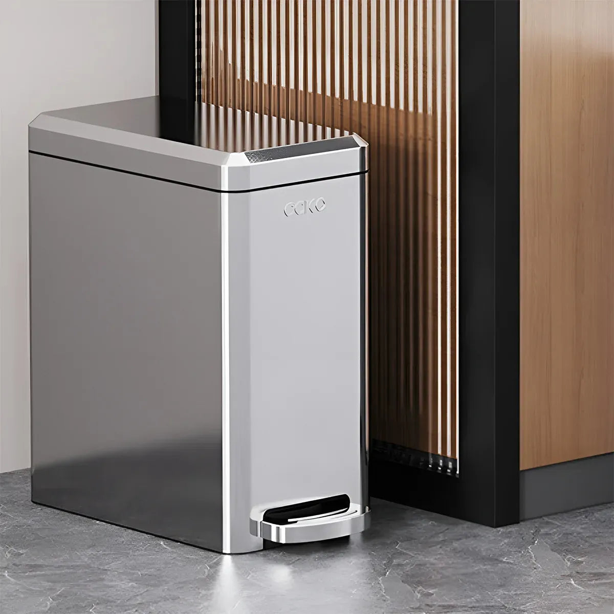 Kitchen Trash Can 9L Household Pedal Bin with Lid Large Capacity Waste Bucket - Stainless Steel