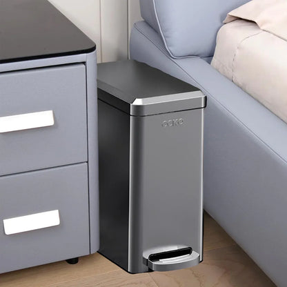 Kitchen Trash Can 9L Household Pedal Bin with Lid Large Capacity Waste Bucket - Stainless Steel