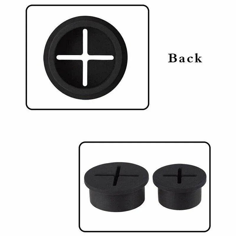 10 PCS 20mm Desk Cord Grommet, Flexible Silicone Cable Hole Cover Round Gasket - Black