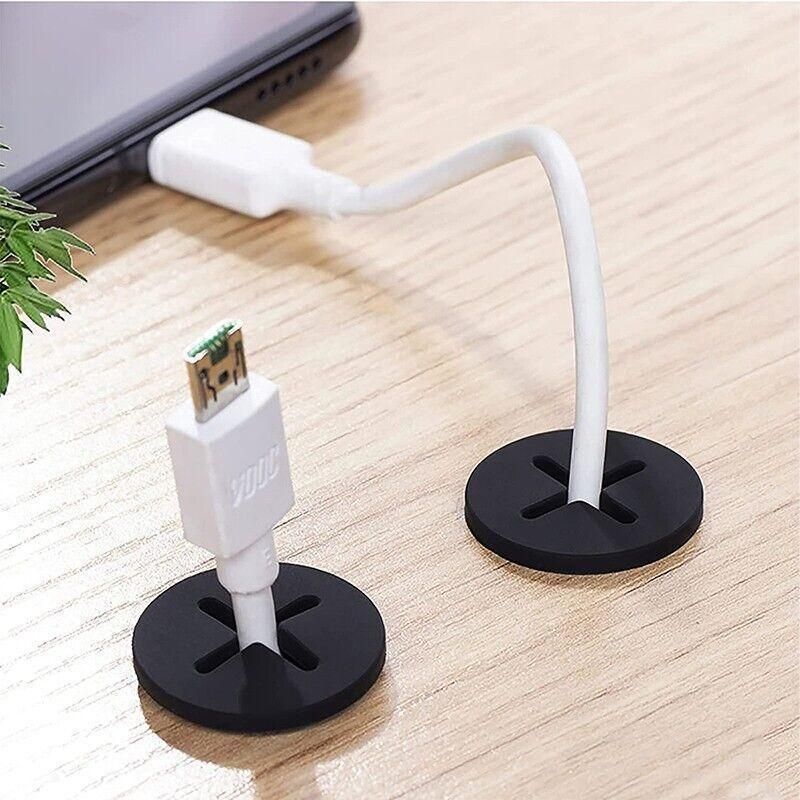 10 PCS 20mm Desk Cord Grommet, Flexible Silicone Cable Hole Cover Round Gasket - Black