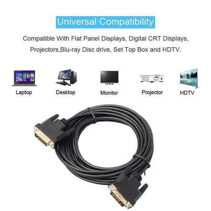 DVI Black Cable Male DVI-D for LCD Monitor Computer PC Projector DVD Cord Lead - 1.5M