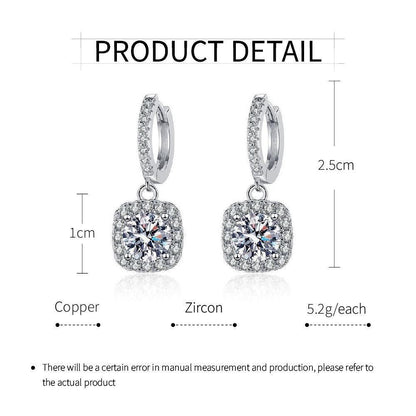 Classic Square Zircon Earrings for Women Elegant Sparkling Jewelry Gift Set