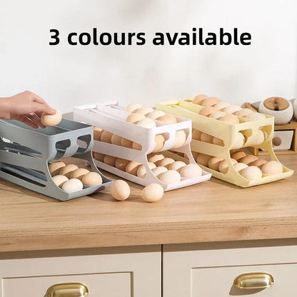 Sliding Egg Carton Refrigerator Storage for Kitchen Egg Holder and Organizer - Yellow