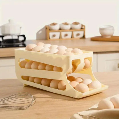 Sliding Egg Carton Refrigerator Storage for Kitchen Egg Holder and Organizer - Yellow