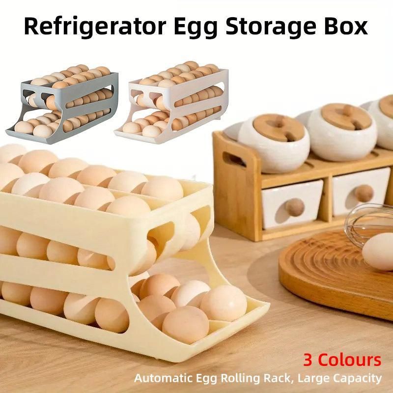 Sliding Egg Carton Refrigerator Storage for Kitchen Egg Holder and Organizer - Yellow