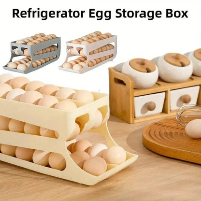 Sliding Egg Carton Refrigerator Storage for Kitchen Egg Holder and Organizer - Yellow