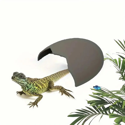 Reptile Hideout Plastic Cave Decorative Shelter for Lizard Snake Spider Habitat - Eggshell Set of 2