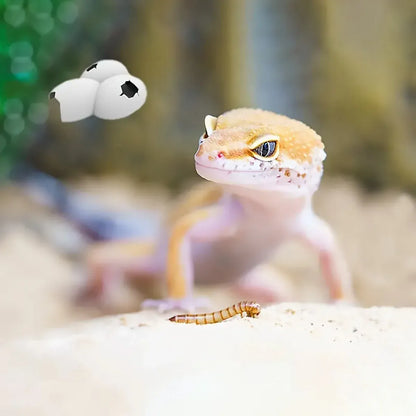 Reptile Hideout Plastic Cave Decorative Shelter for Lizard Snake Spider Habitat - Eggshell Set of 2