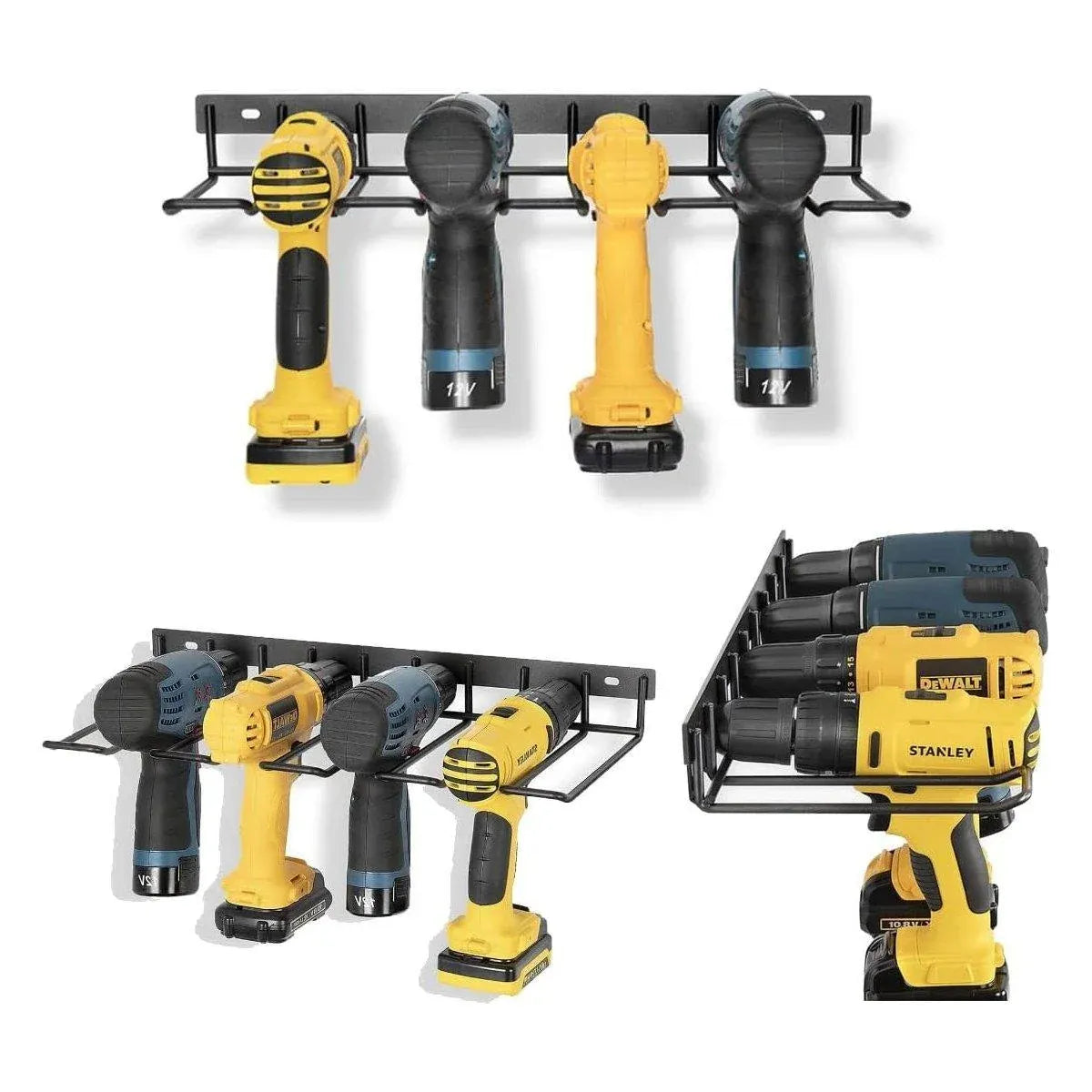 Metal Drill Storage Rack Power Tool Holder Organizer Wall Mount Heavy Duty Shelf