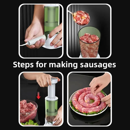 Manual Sausage Stuffer Home Kitchen Meat Filler Tool Sausage Maker Machine - Brown
