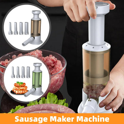 Manual Sausage Stuffer Home Kitchen Meat Filler Tool Sausage Maker Machine - Brown