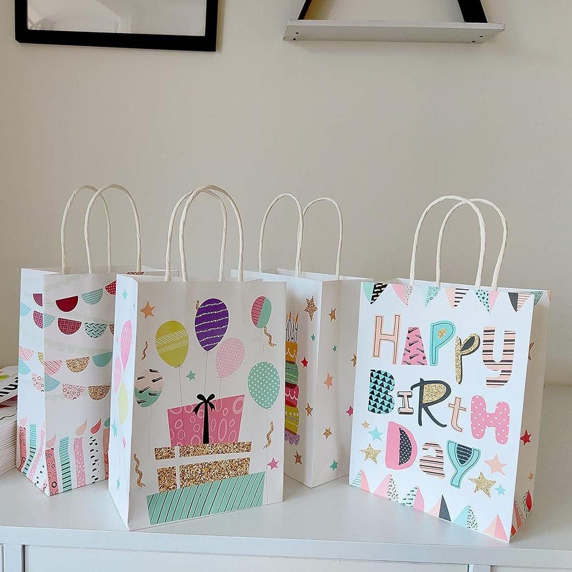 30X Premium Kraft Paper Tote Bag Durable Stylish High Capacity Birthday Gift Handbag - English-30pcs