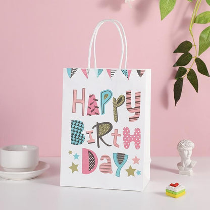 30X Premium Kraft Paper Tote Bag Durable Stylish High Capacity Birthday Gift Handbag - English-30pcs