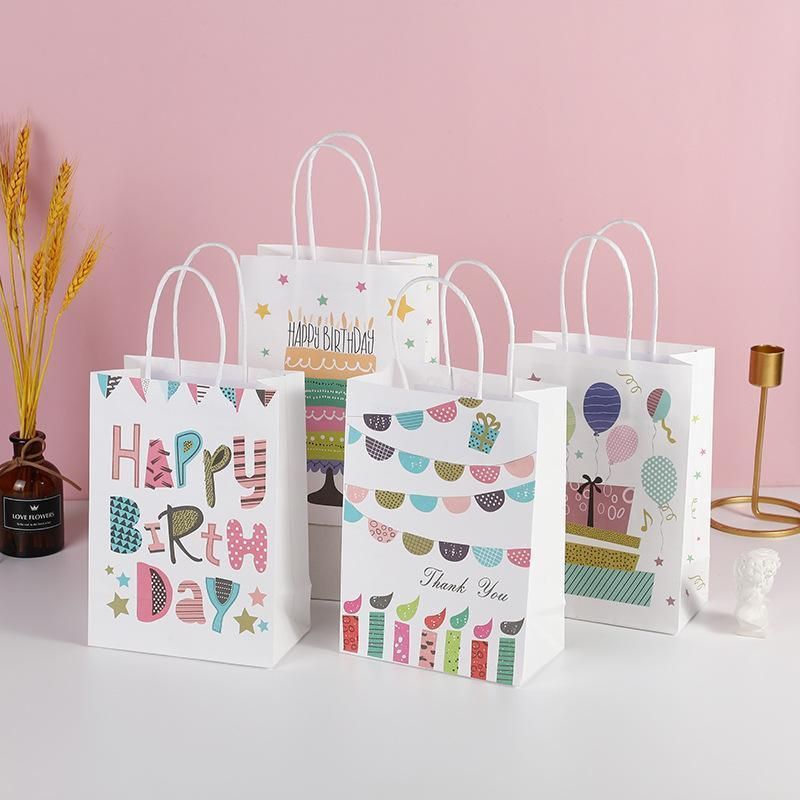 30X Premium Kraft Paper Tote Bag Durable Stylish High Capacity Birthday Gift Handbag - English-30pcs