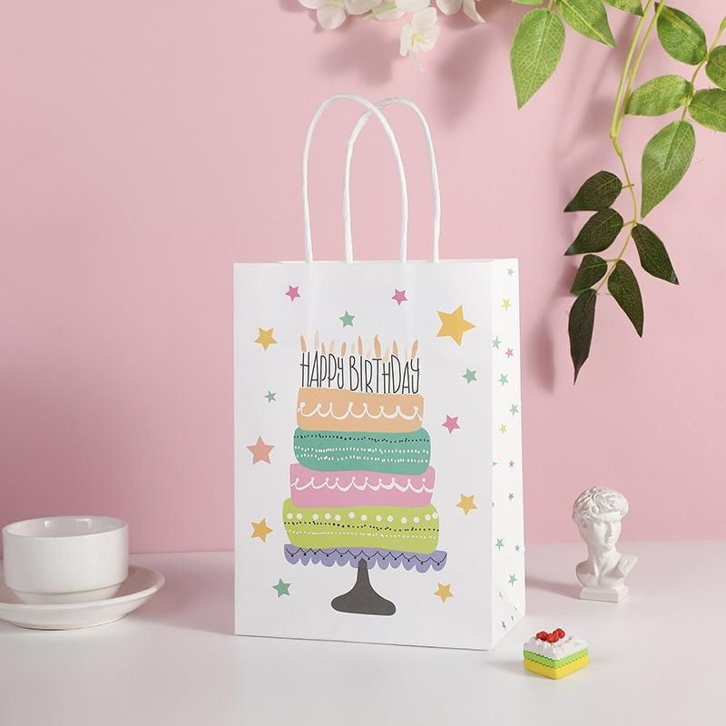 30X Premium Kraft Paper Tote Bag Durable Stylish High Capacity Birthday Gift Handbag - English-30pcs