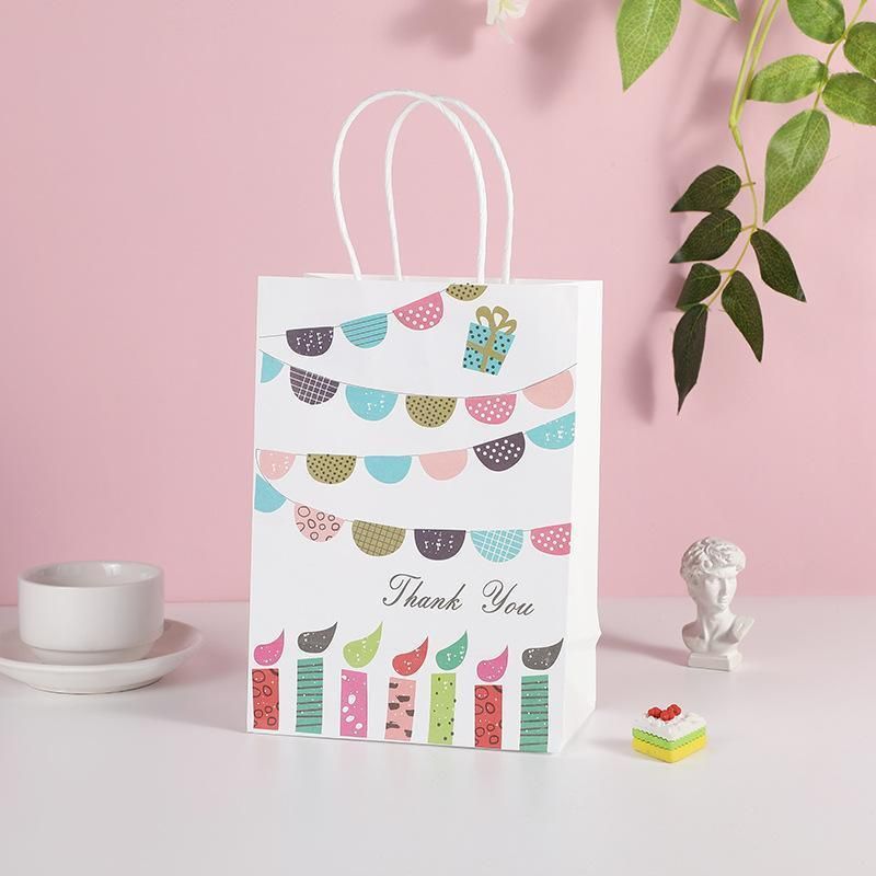 30X Premium Kraft Paper Tote Bag Durable Stylish High Capacity Birthday Gift Handbag - English-30pcs