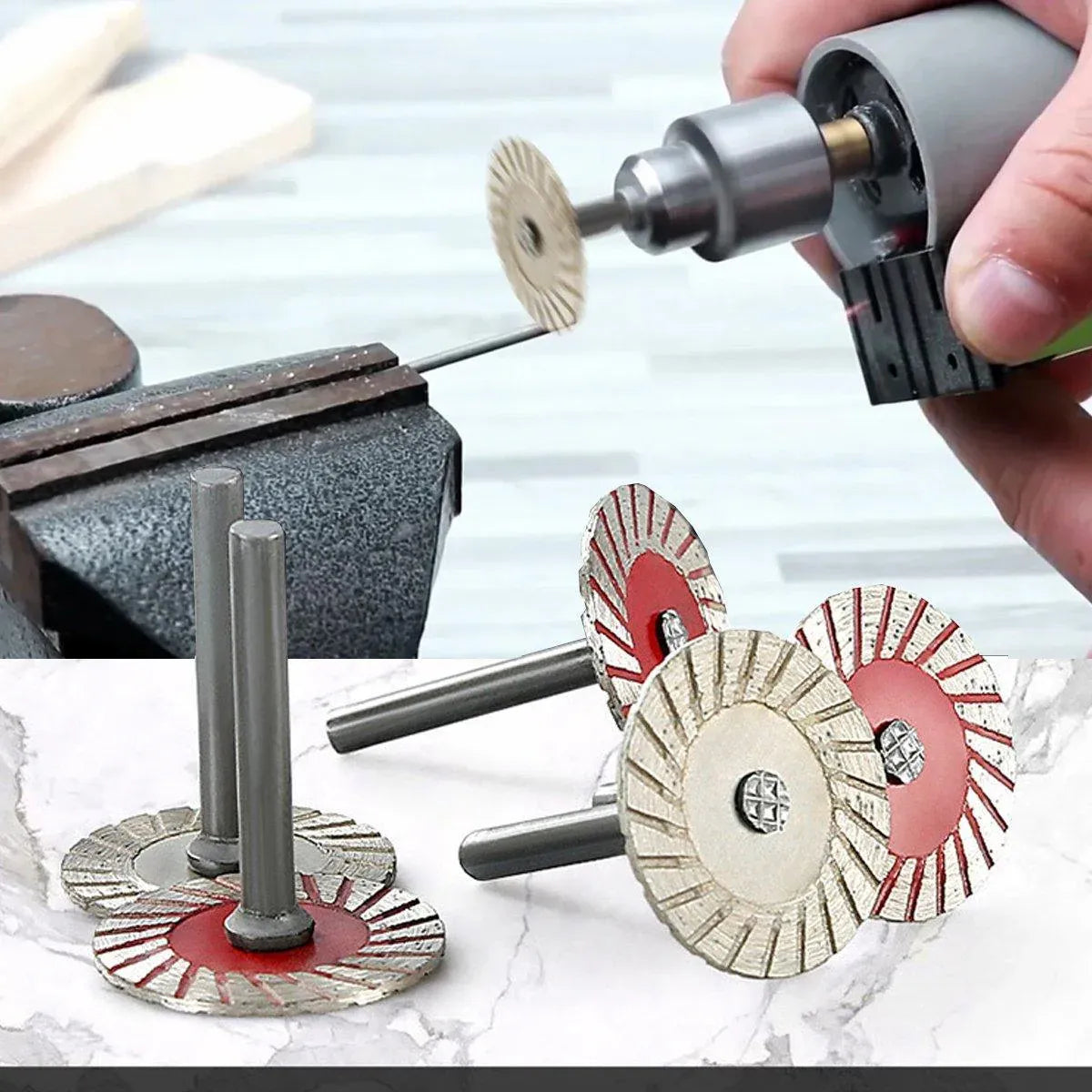 10pcs 40mm Stone Engraving Saw Blades Corrugated Cutting Tools with Handle