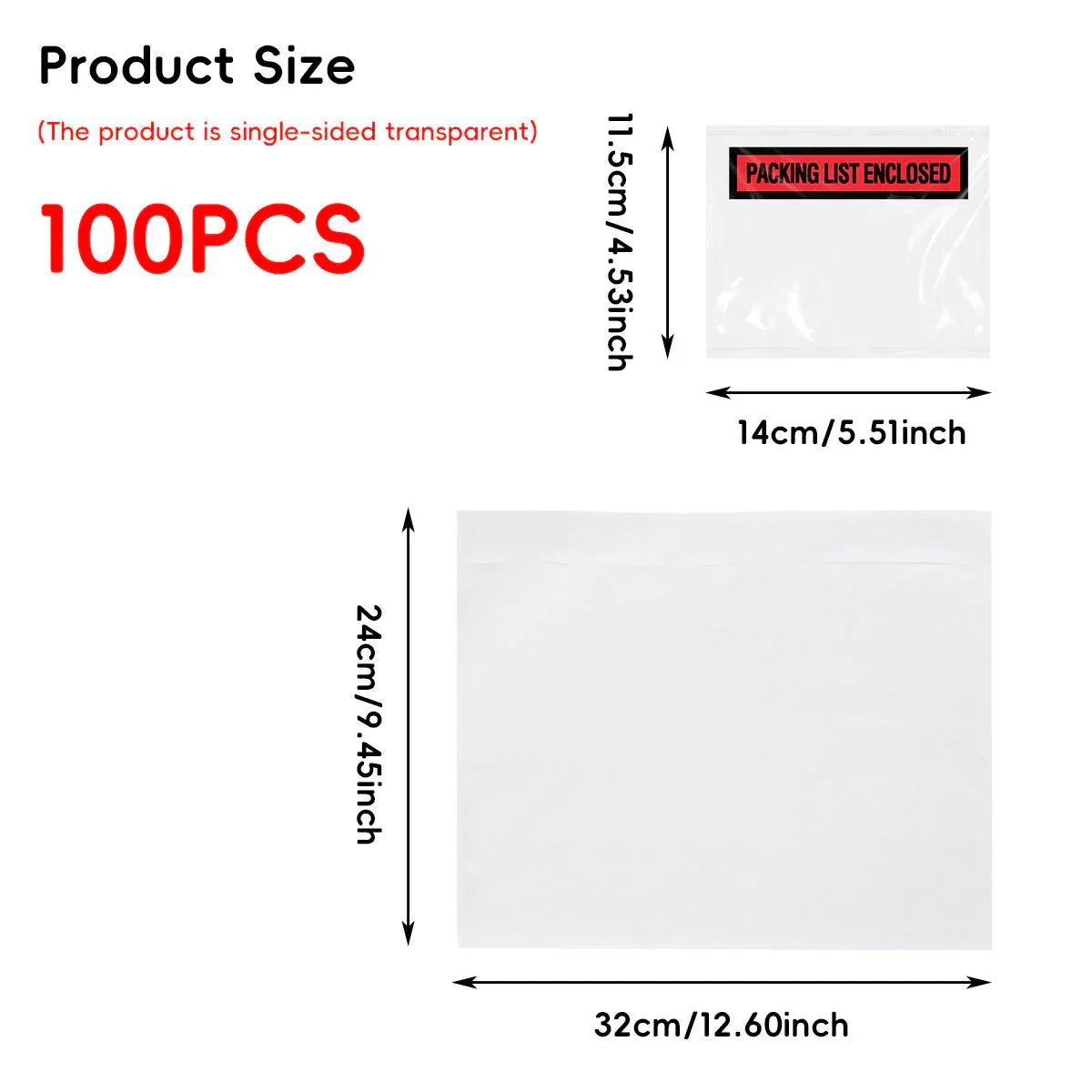 100pc Self Adhesive Plastic Mailing Postal Shipping Document Envelope Bag Supply - 32x24x0.1cm
