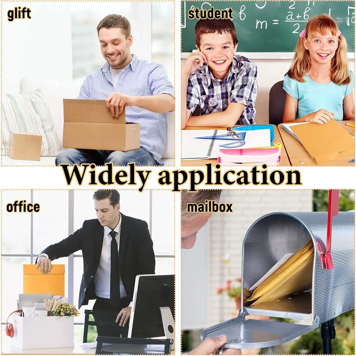 Yellow Kraft Paper Envelope 120gsm Metal Clasp Mailing Documents Office Use - 22.9x15.2x0.08cm