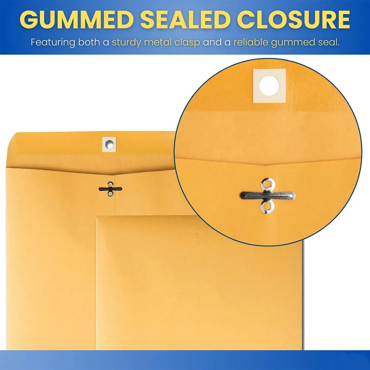 Yellow Kraft Paper Envelope 120gsm Metal Clasp Mailing Documents Office Use - 22.9x15.2x0.08cm