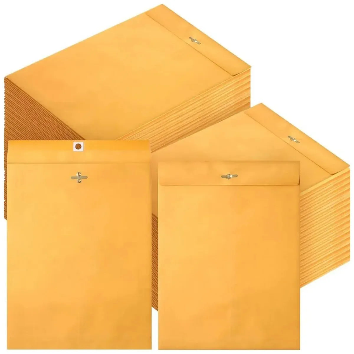 Yellow Kraft Paper Envelope 120gsm Metal Clasp Mailing Documents Office Use - 22.9x15.2x0.08cm