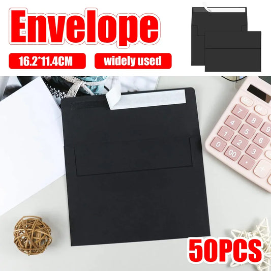 50Pcs Black Premium Envelope High Quality Letter Mailer For Wedding Invite Gift