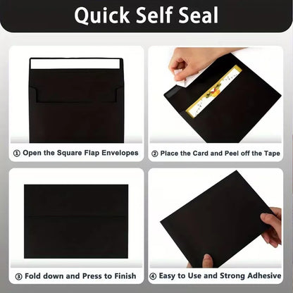 50Pcs Black Premium Envelope High Quality Letter Mailer For Wedding Invite Gift