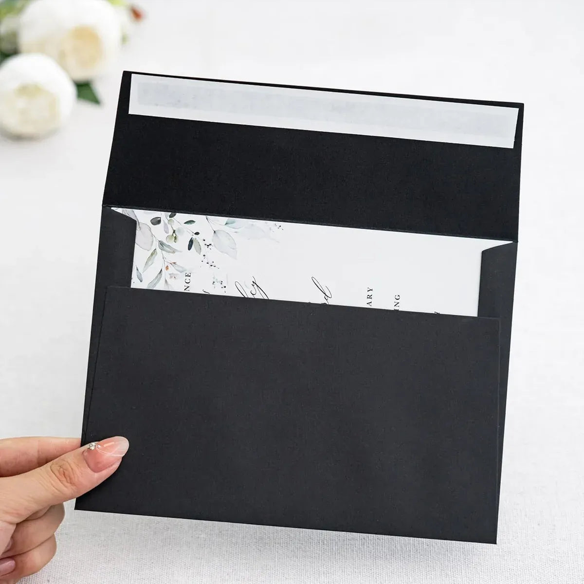 50Pcs Black Premium Envelope High Quality Letter Mailer For Wedding Invite Gift