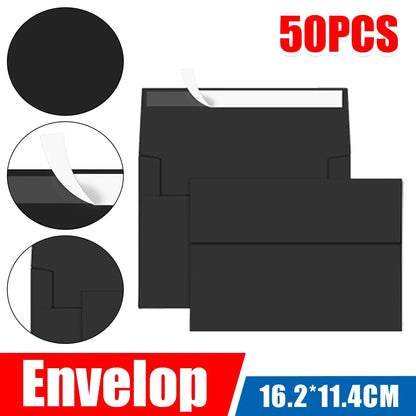 50Pcs Black Premium Envelope High Quality Letter Mailer For Wedding Invite Gift