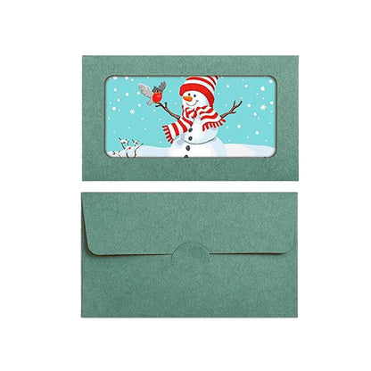 100PCS Small Kraft Paper Envelopes With Clear Window Self Seal Card Mailers - Green