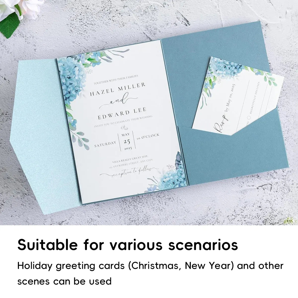 20PCS 3D Tri-Fold Holiday Wedding Invitation Envelope Greeting Cards Aesthetic - Orange