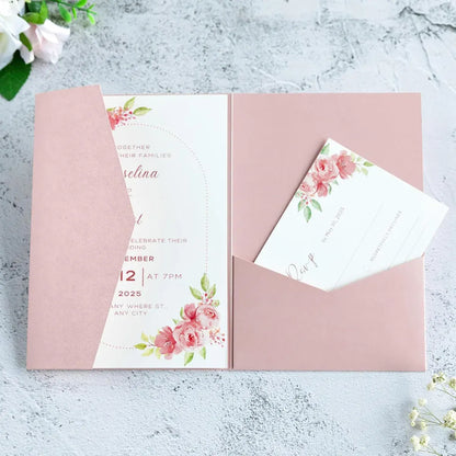 20PCS 3D Tri-Fold Holiday Wedding Invitation Envelope Greeting Cards Aesthetic - Orange