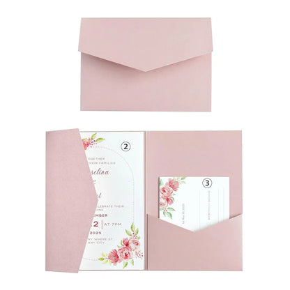 20PCS 3D Tri-Fold Holiday Wedding Invitation Envelope Greeting Cards Aesthetic - Orange