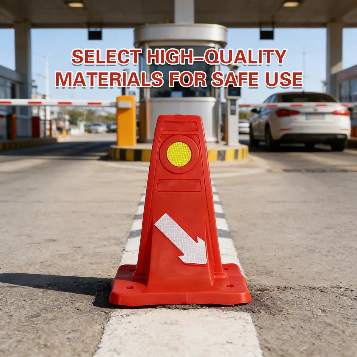 Reflective Traffic Divider Post Lane Separator Direction Arrow Roadwork Durable - Red