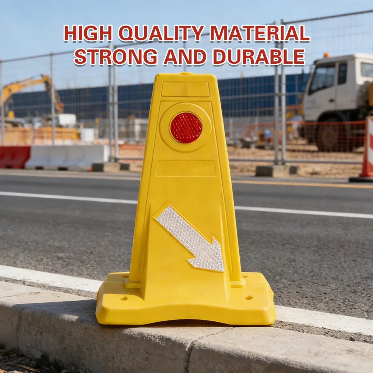 Reflective Traffic Divider Post Lane Separator Direction Arrow Roadwork Durable - Red