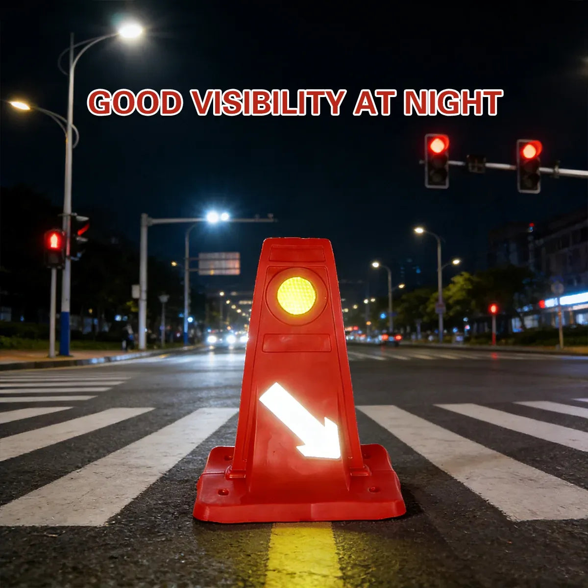 Reflective Traffic Divider Post Lane Separator Direction Arrow Roadwork Durable - Red