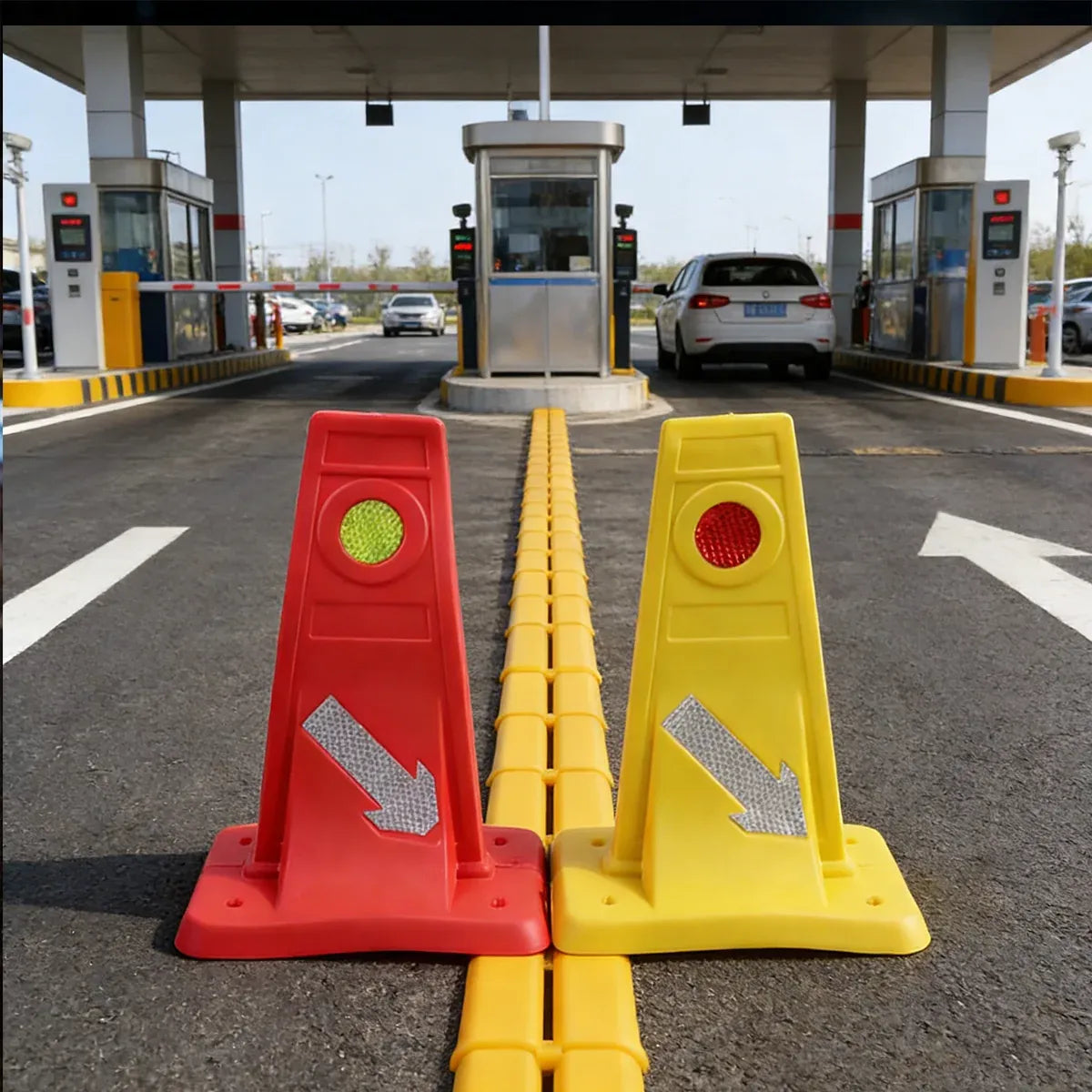 Reflective Traffic Divider Post Lane Separator Direction Arrow Roadwork Durable - Red