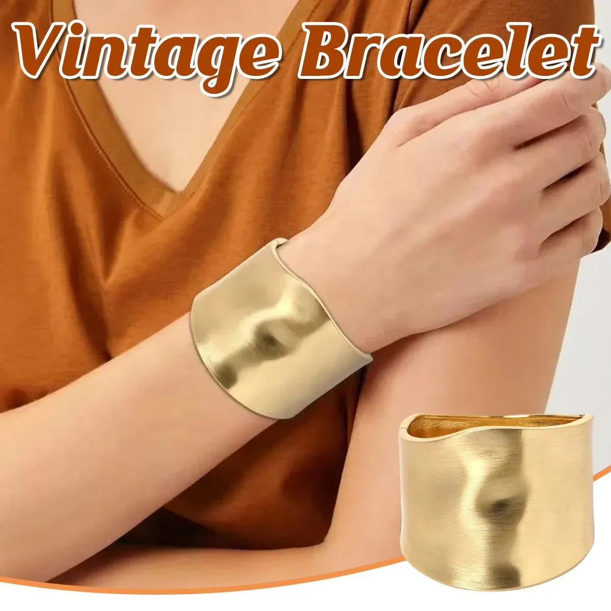 Wide Edge Exaggerated Bangle Fashion Bracelet Vintage Style Premium Jewellery