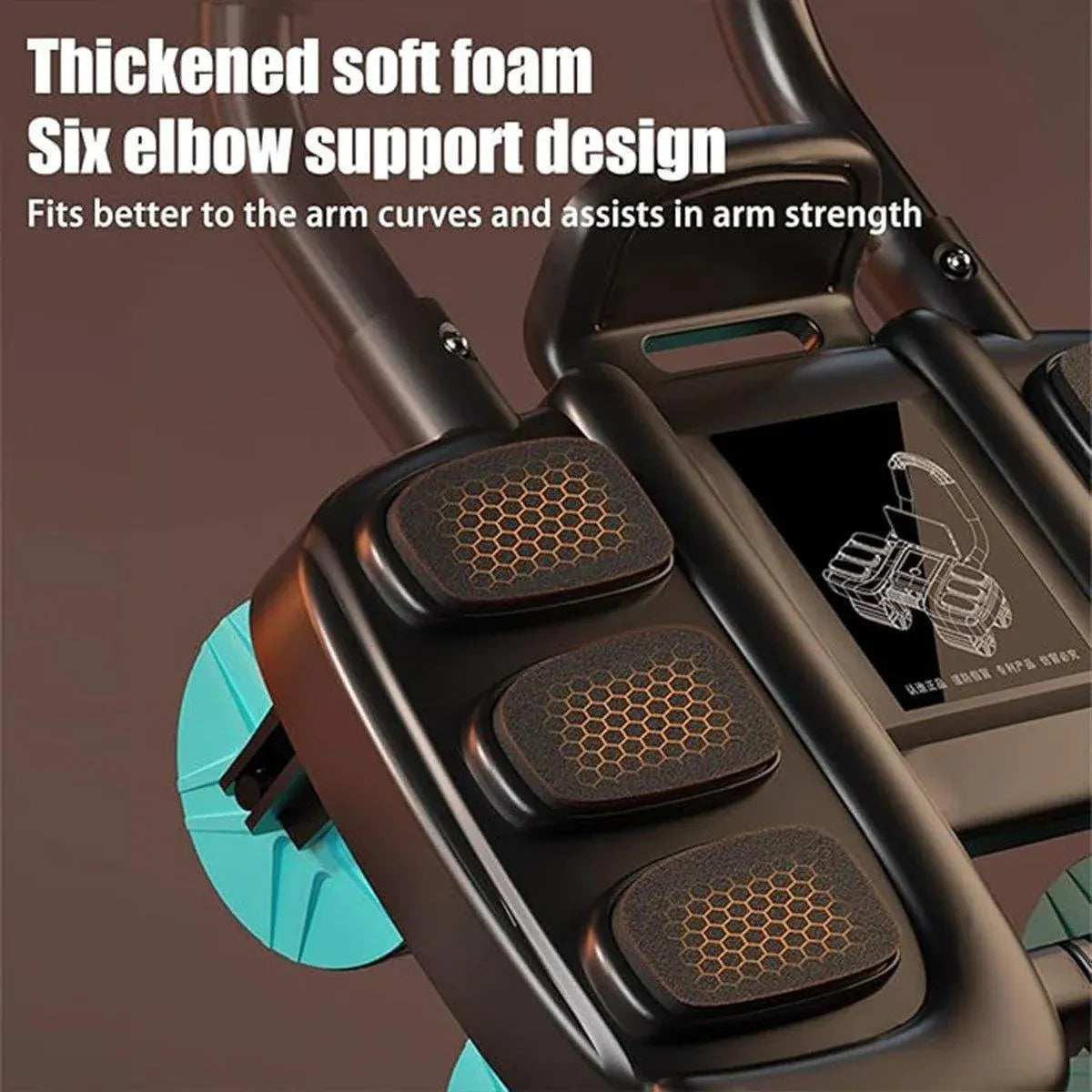 Four Wheel Abdominal Exercise Roller Elbow Support for Core Strength Training - Blue
