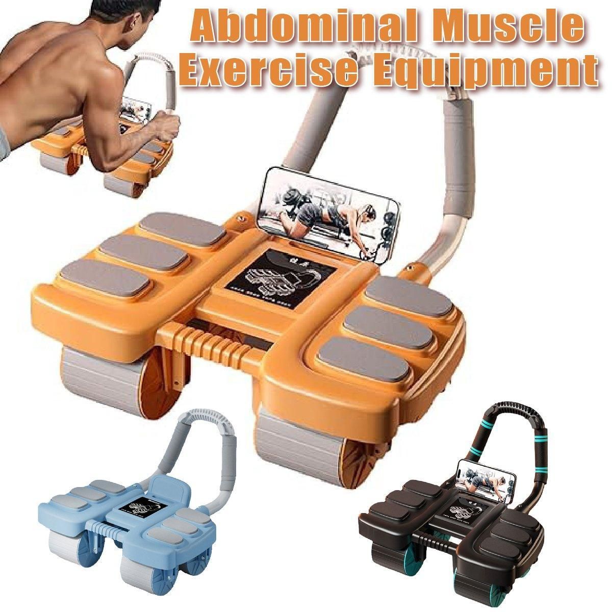 Four Wheel Abdominal Exercise Roller Elbow Support for Core Strength Training - Orange