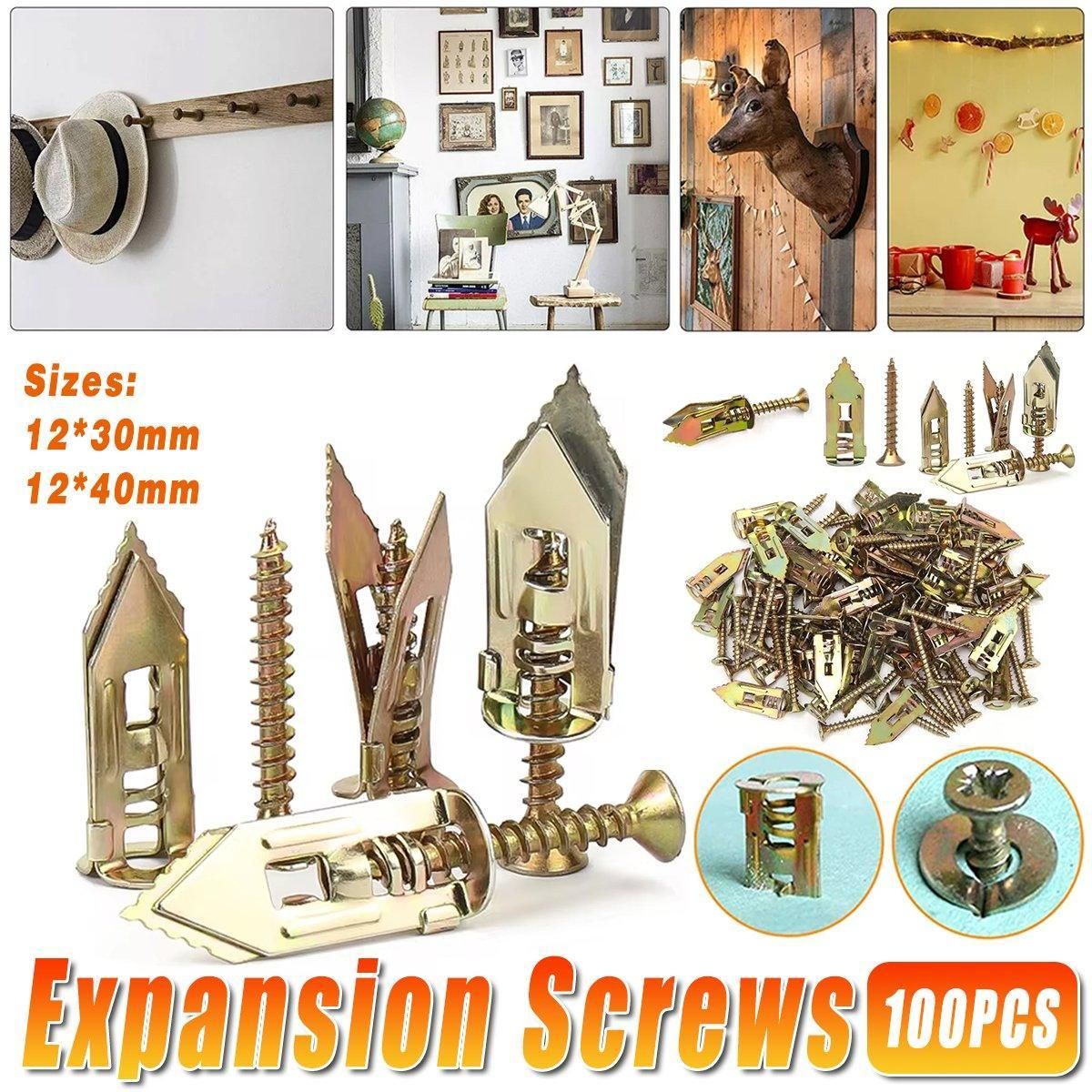 100PCS Self-Drilling Anchors Screws Percussion Expansion Kit -12x30mm/12x40mm - 12x30mm