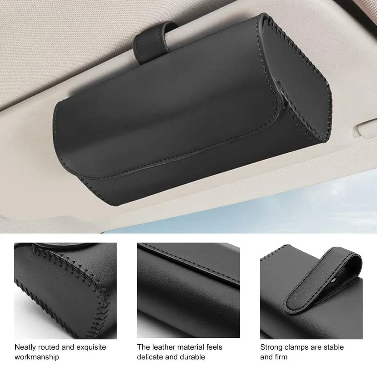 Car Glasses Clip Multifunctional Sun Visor Glasses Holder Storage Case Organizer - Black