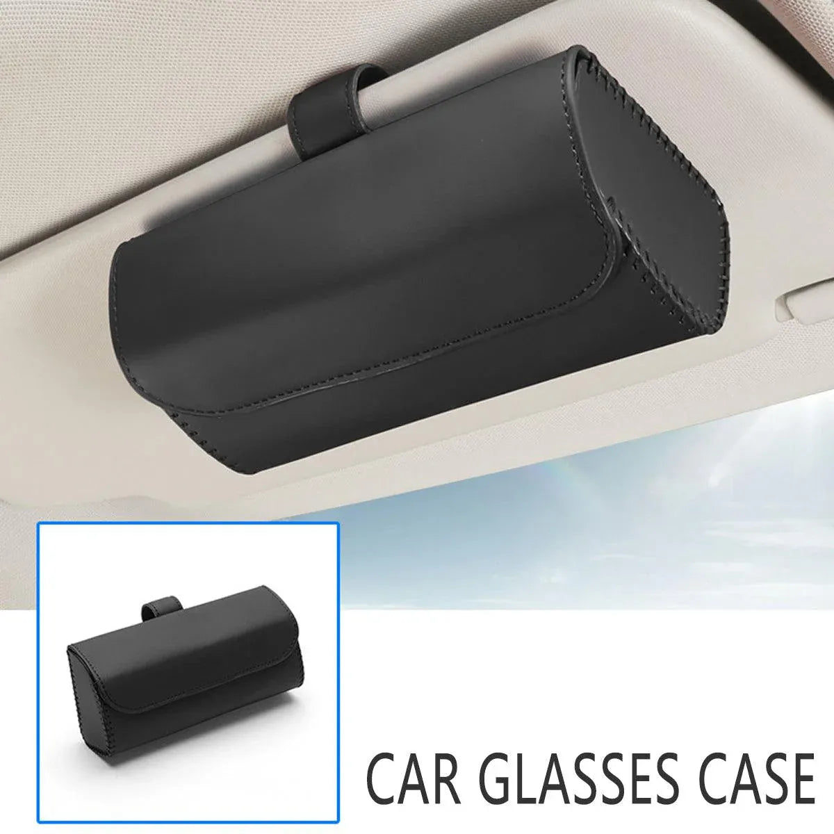 Car Glasses Clip Multifunctional Sun Visor Glasses Holder Storage Case Organizer - Black