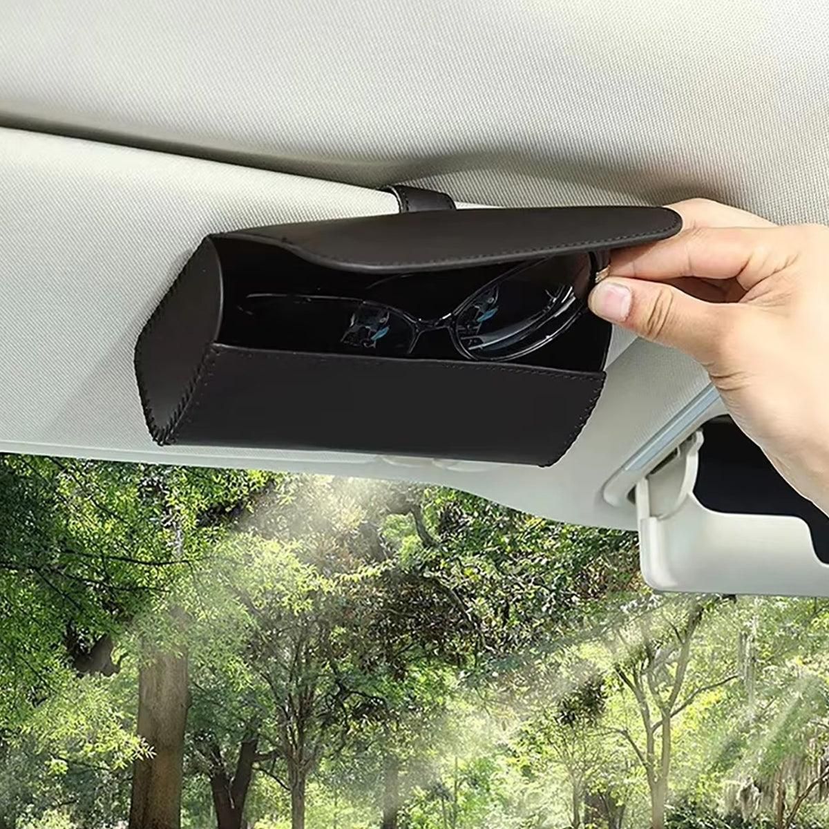 Car Glasses Clip Multifunctional Sun Visor Glasses Holder Storage Case Organizer - Grey